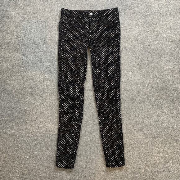 Pilcro Pants Womens 25 Black Cream Corduroy Fit Serif Skinny Ankle Anthropologie - Picture 2 of 16